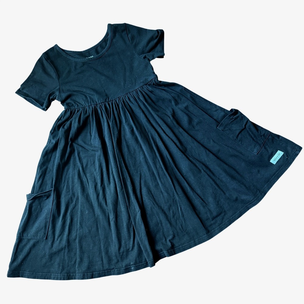 Merce & Me‎ Girls Black Short Sleeve Skater Dress Sz 8 Goth Basic Classic